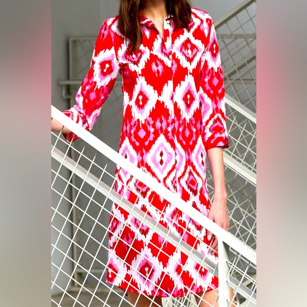 NEW VILAGALLO francina ikat Dress in pink multi